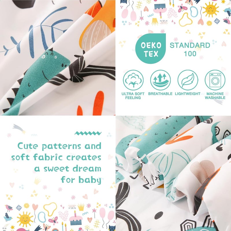 JSD Dinosaur Toddler Bedding Set, 4 Piece Bed-in-a-Bag Toddler Comforter Sheet Set, All Season Machine Washable - Image 2